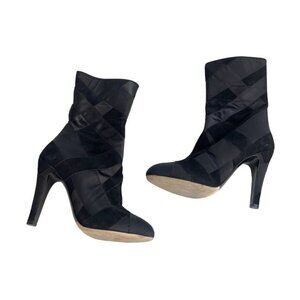 Chanel Suede Satin black  boots size 38